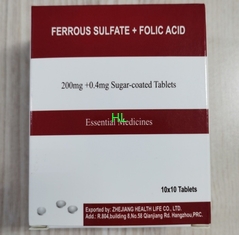 China Ferrous sulfate + foliumzuur Tabletten 200MG + 0.4MG BP / USP Geneesmiddelen leverancier
